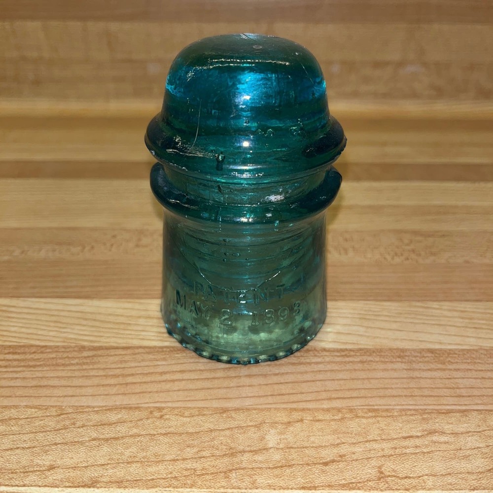 Vintage Hemingray Insulator Blue/Green Glass Patent May 2 1893
